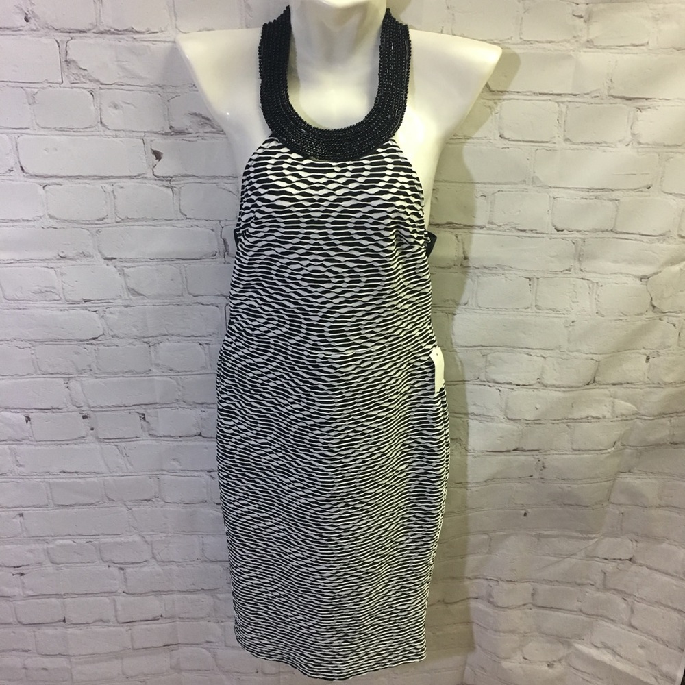 Vintage Monaco Beaded Halter Neck Dress Size Large